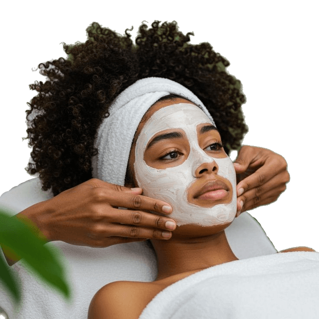 Lady having facial skin care